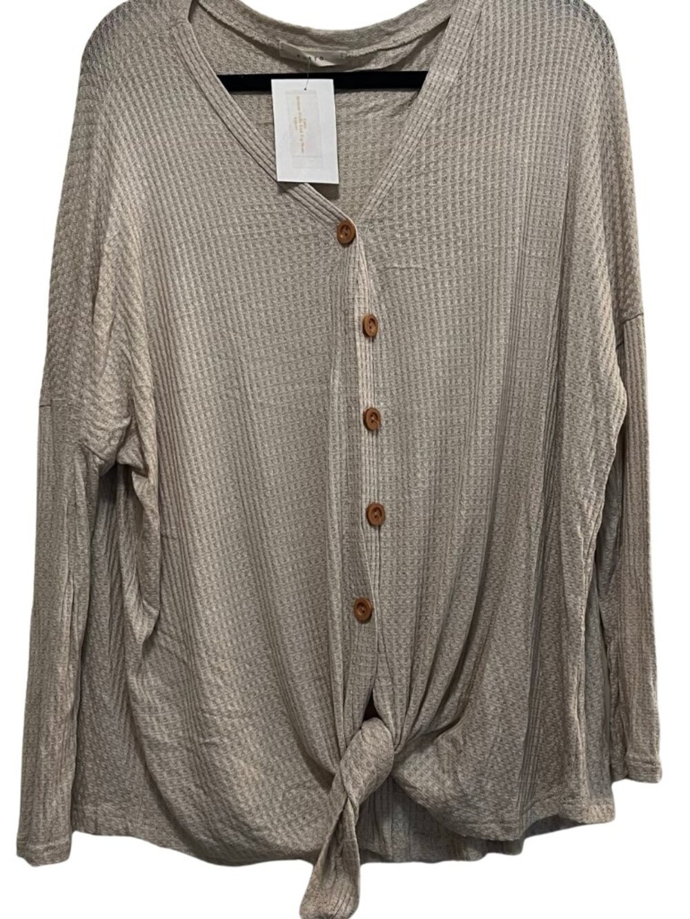 Entro Button Down Waffle Knit Top